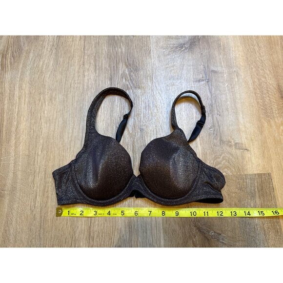 Y2K 2002 Victoria's Secret Black Gold Shimmer High Waisted Underwire Bikini Set - Picture 4 of 7